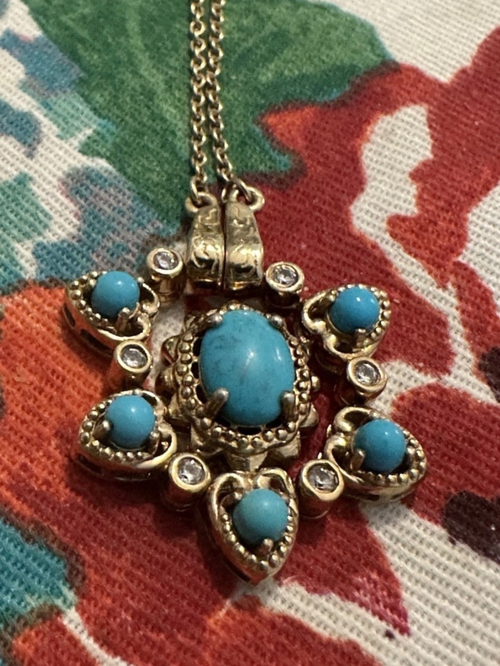 Sleeping Beauty Turquoise Star of David/convertible Linear Necklace